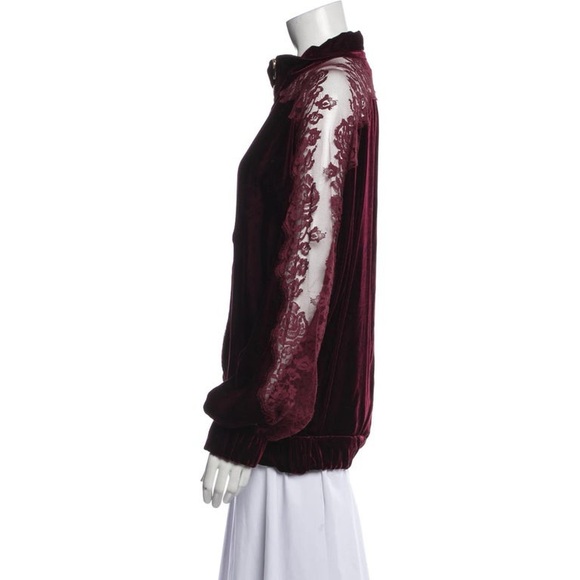 Stella Mccartney Lily Lace Velour Burgundy Bomber Jacket new with rag - Picture 4 of 6